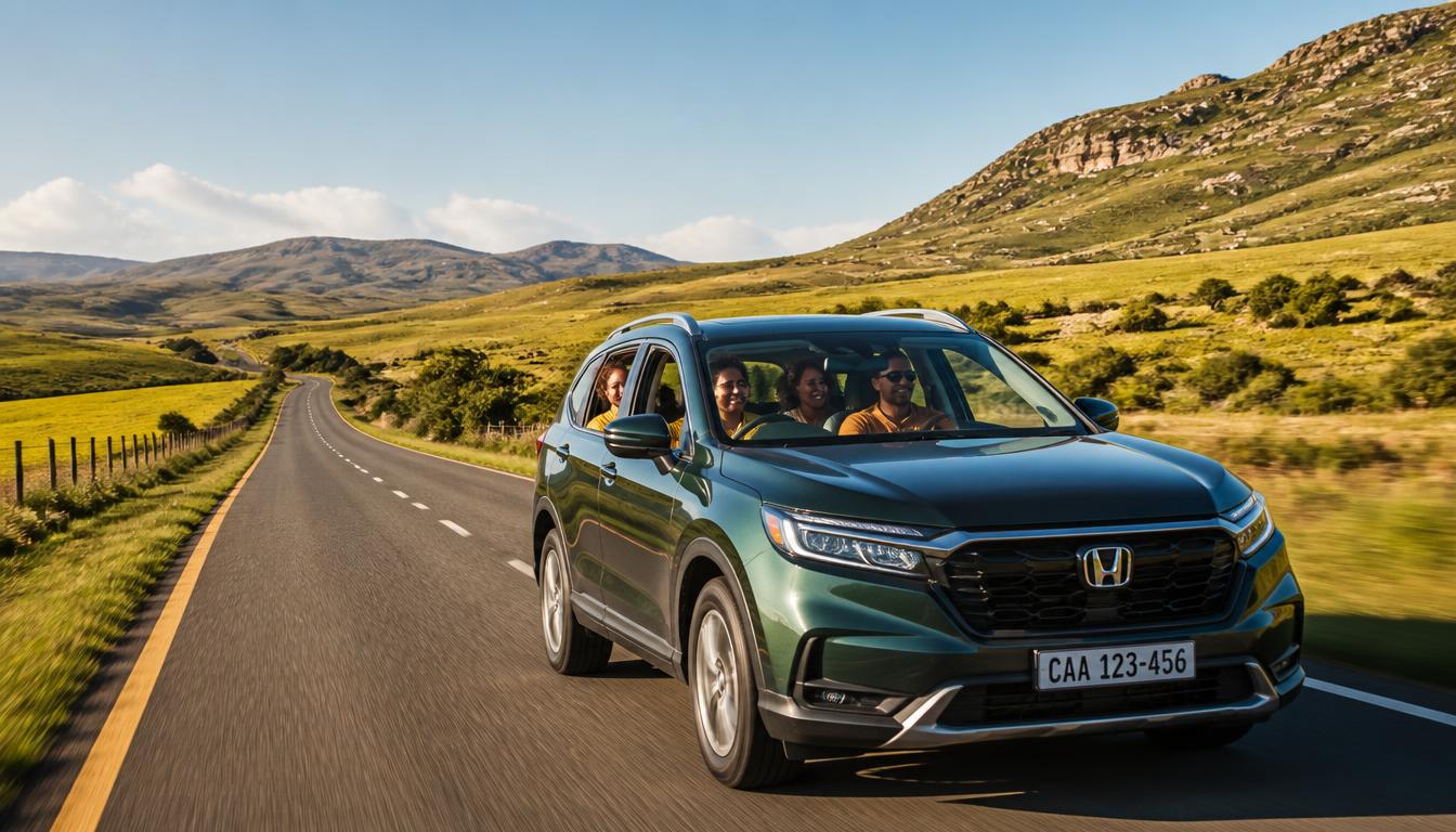 People carpooling along a scenic South African road
